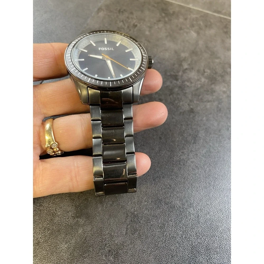 Fossil Men's Dark Gunmetal Gray Quartz 44mm Watch BQ1267-NEW BATTERY